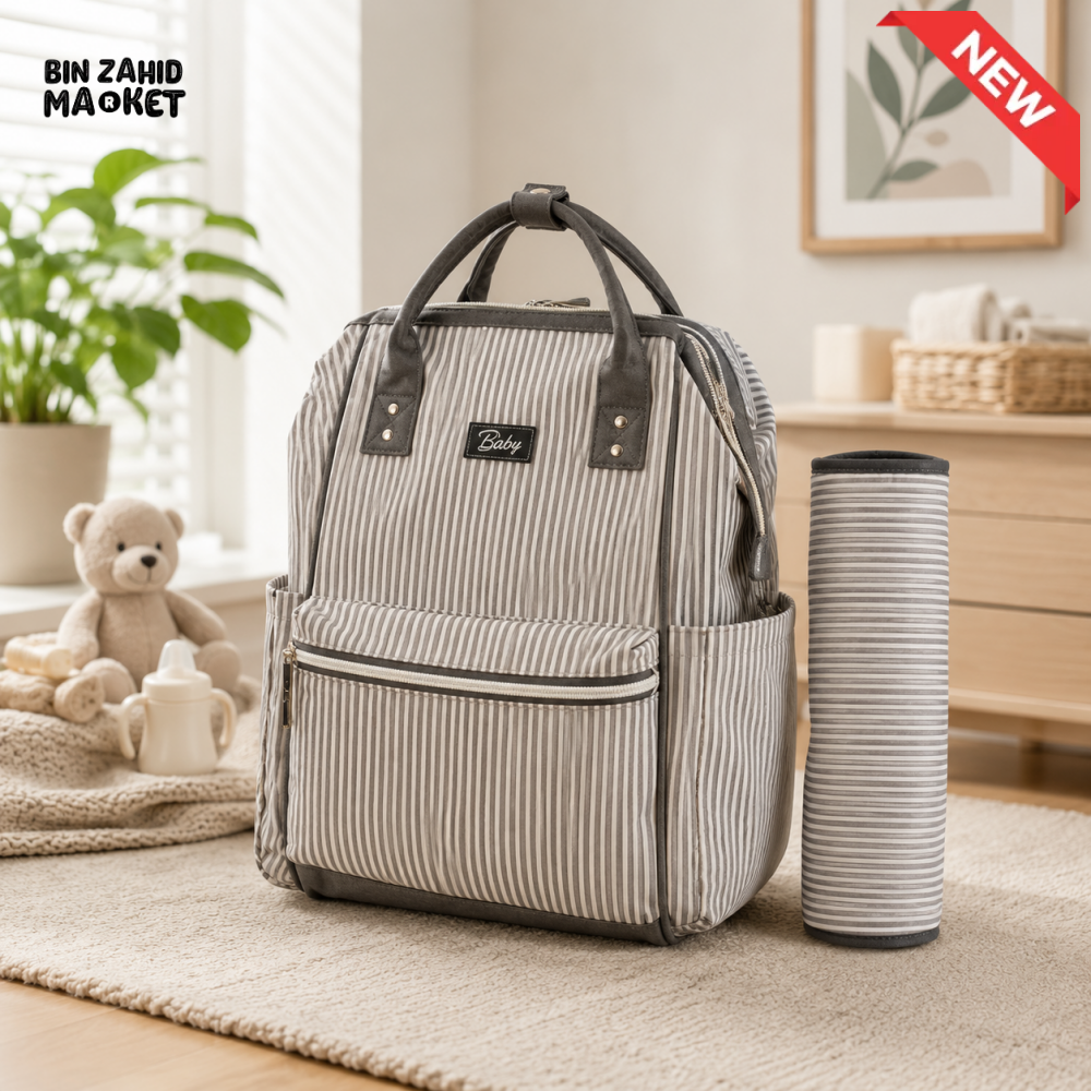 Baby Diaper Bag Pack Brown Stripes