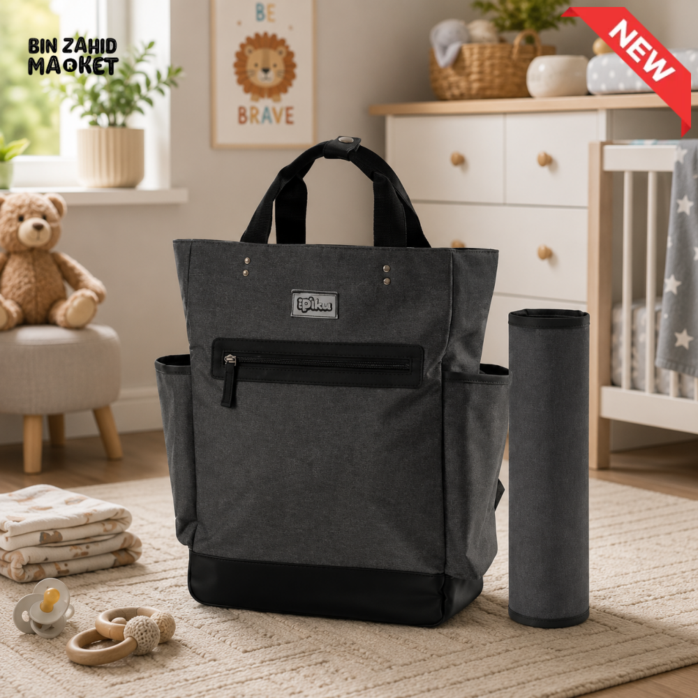 Baby Diaper Bag Pack Minimal Textured Grey