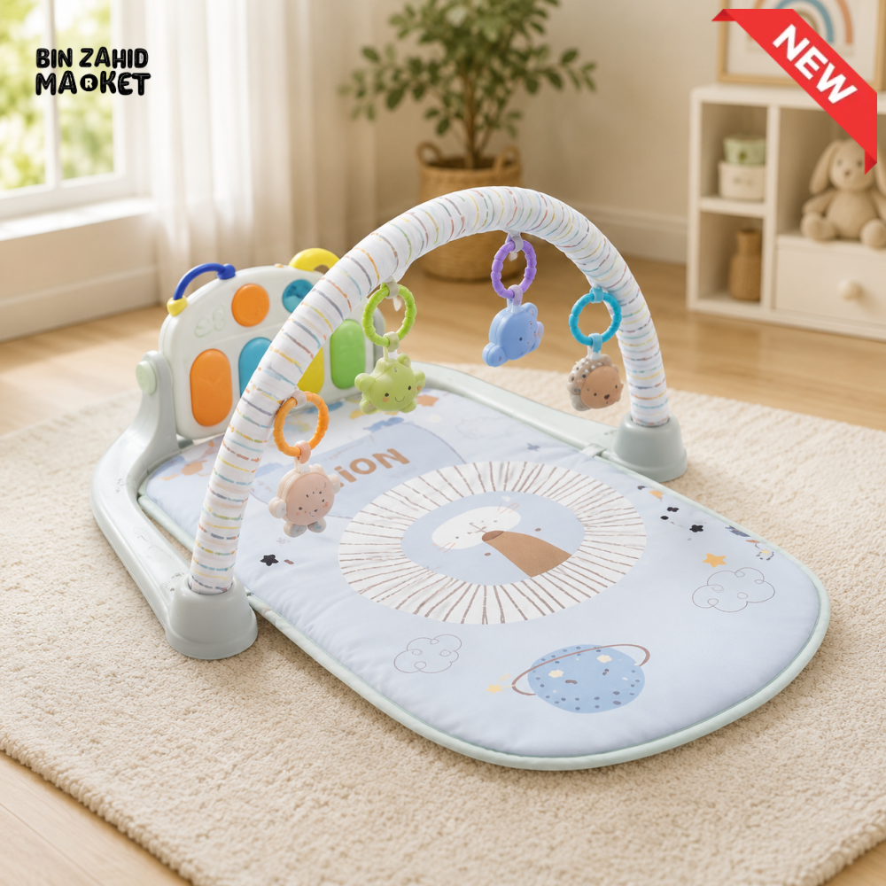 TINNIES BABY PIANO PLAY GYM & ACTIVITY MAT GREY (0–36 MONTHS)
