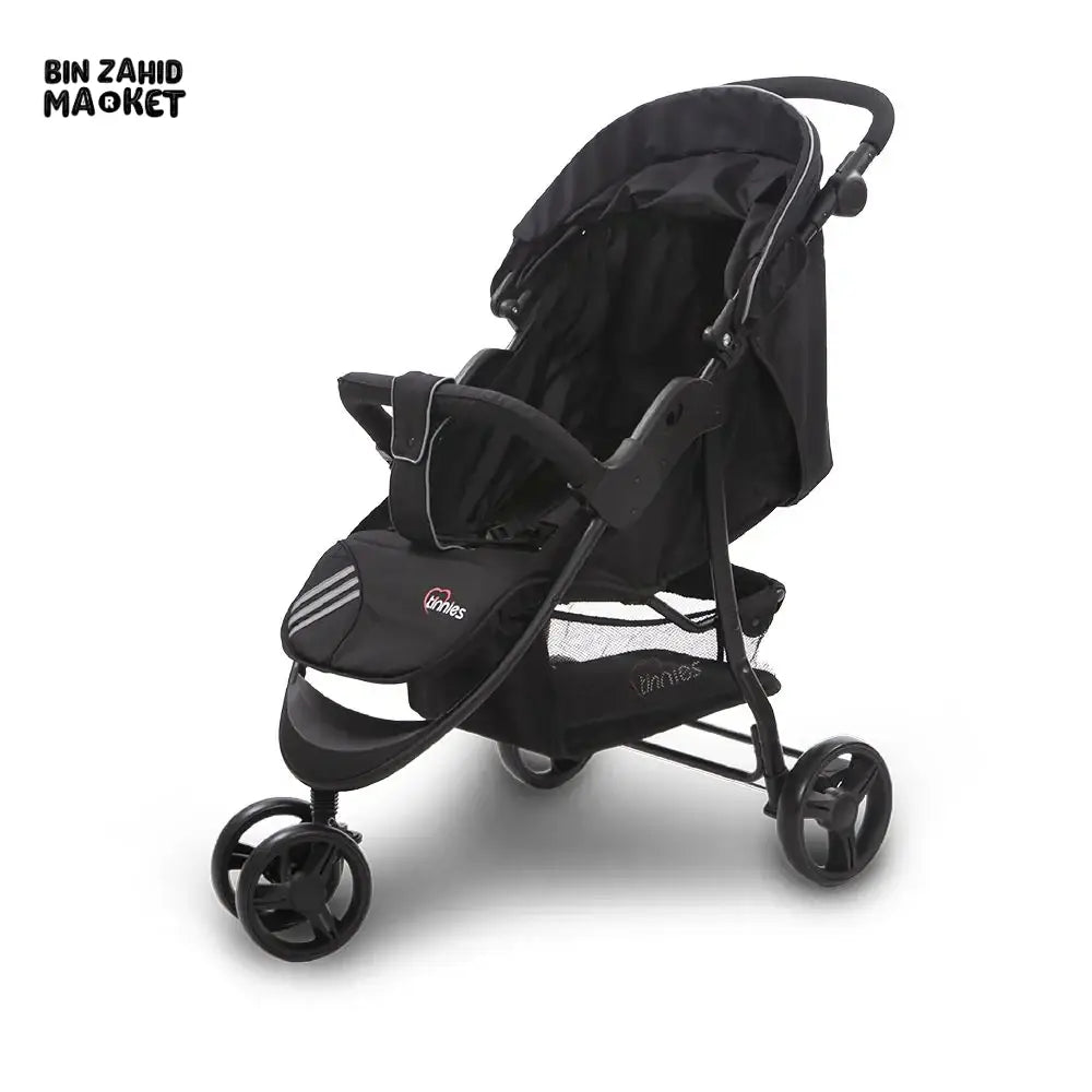TINNIES BABY STROLLER 3 WHEELER – SAFE, DURABLE & COMFORTABLE - BLACK