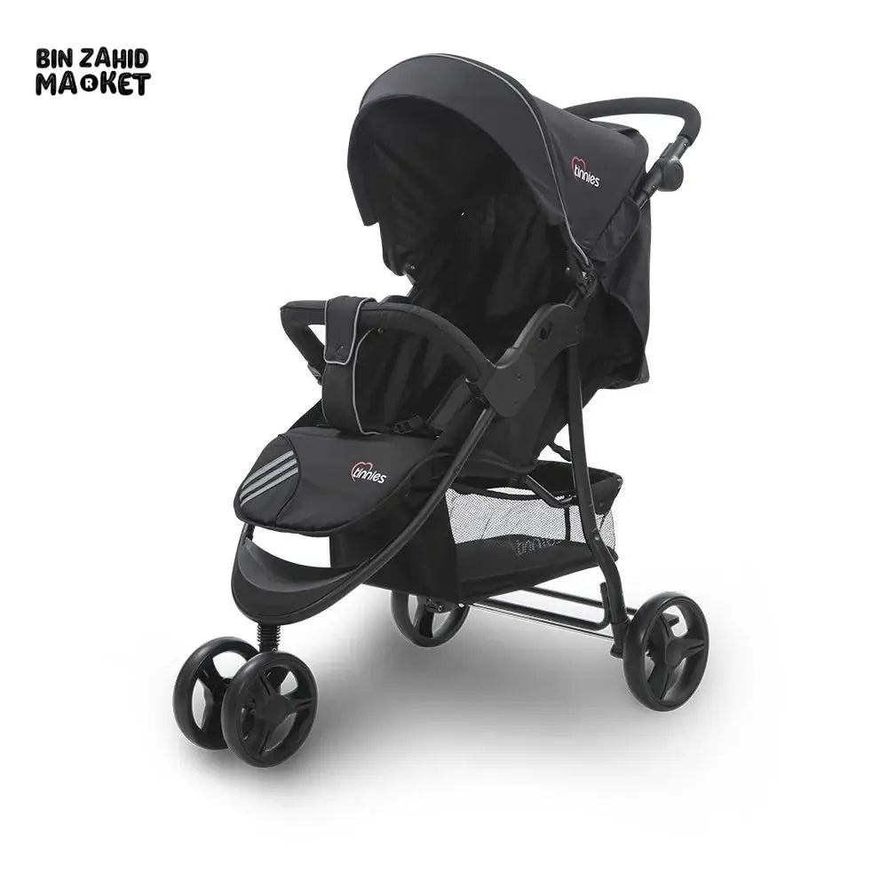 TINNIES BABY STROLLER 3 WHEELER – SAFE, DURABLE & COMFORTABLE - BLACK