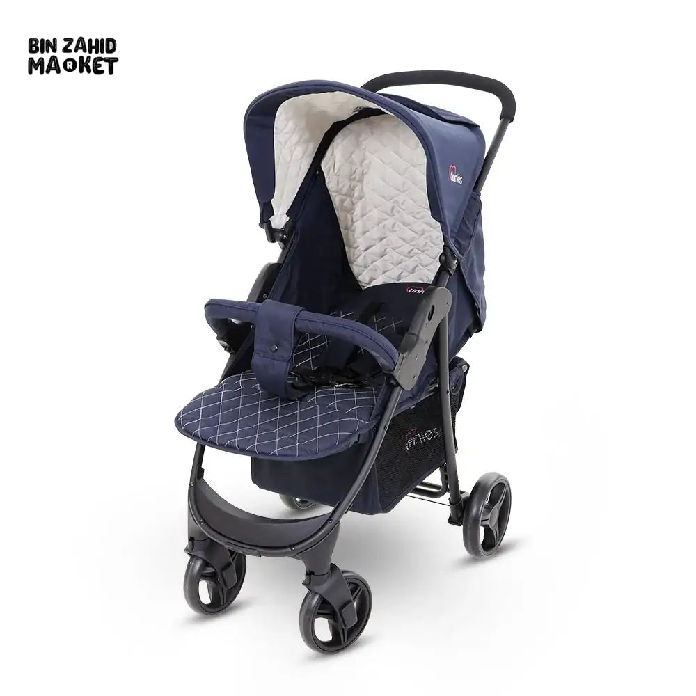 TINNIES BABY STROLLER WITH SAFETY BELT & ADJUSTABLE SEAT - BLUE
