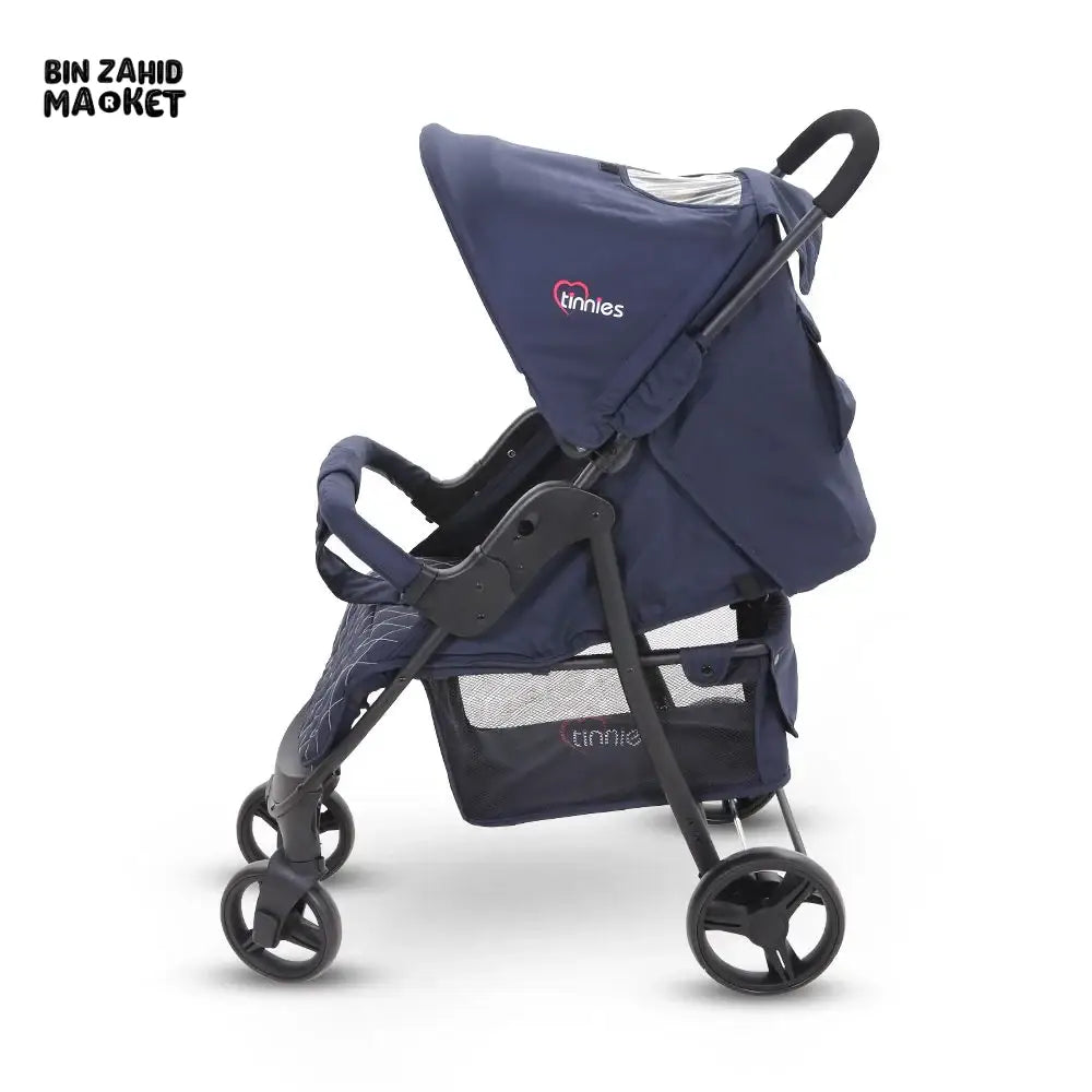 TINNIES BABY STROLLER WITH SAFETY BELT & ADJUSTABLE SEAT - BLUE