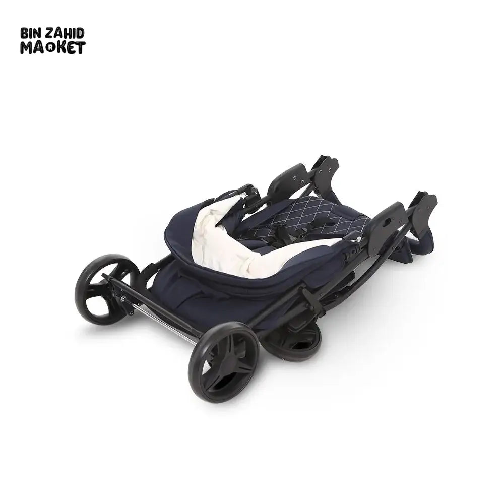 TINNIES BABY STROLLER WITH SAFETY BELT & ADJUSTABLE SEAT - BLUE