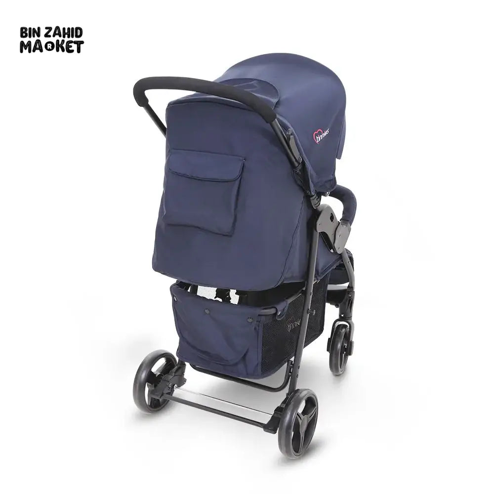 TINNIES BABY STROLLER WITH SAFETY BELT & ADJUSTABLE SEAT - BLUE