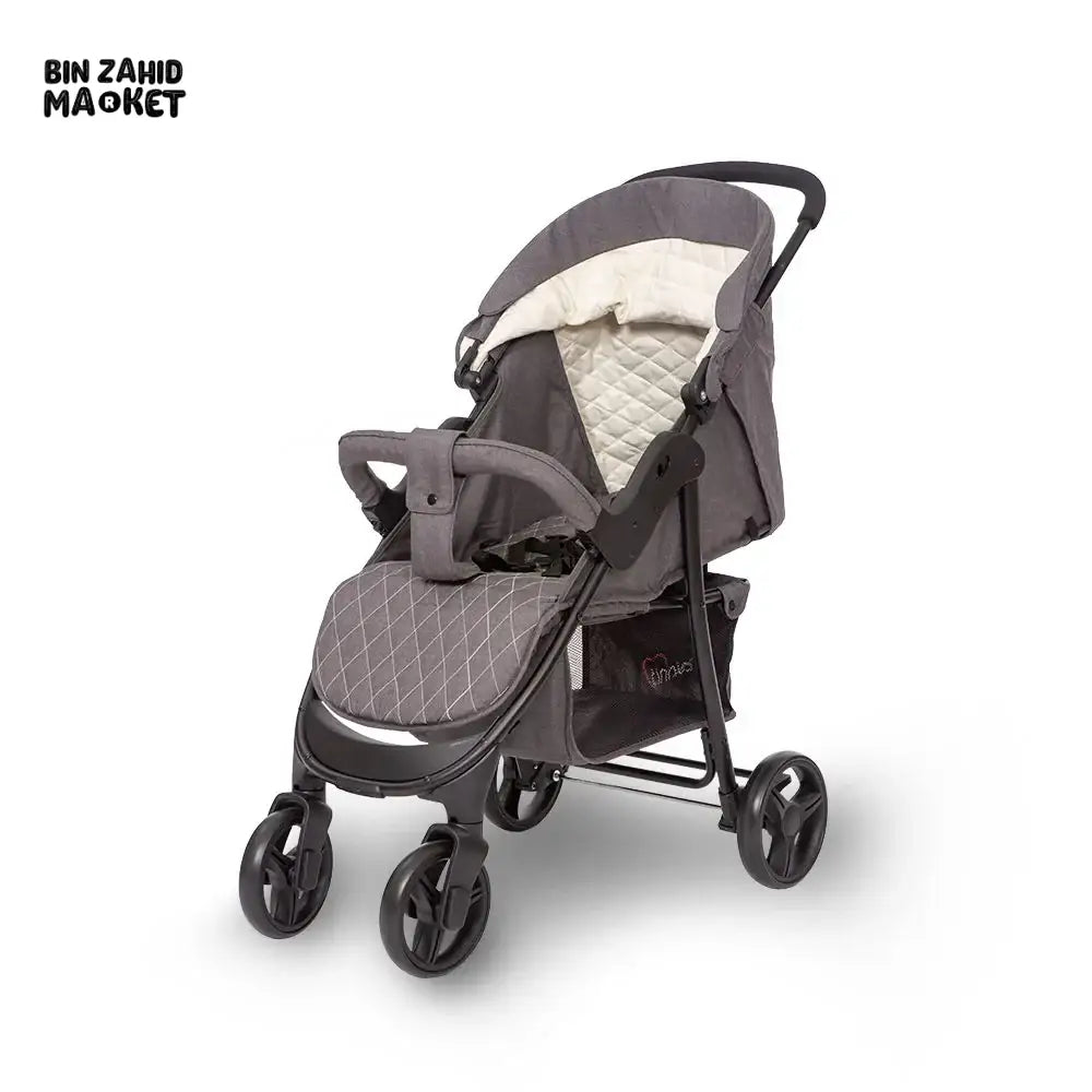 TINNIES BABY STROLLER WITH SAFETY BELT & ADJUSTABLE SEAT - GREY