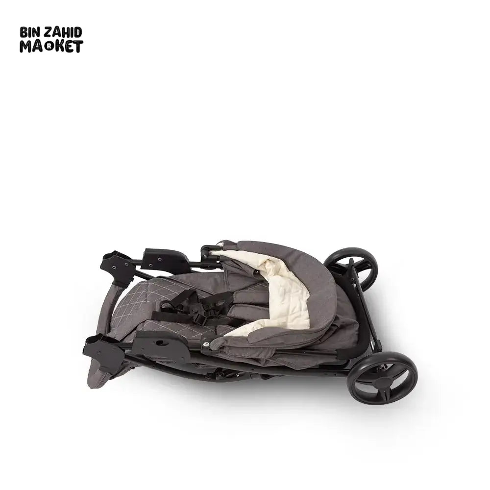 TINNIES BABY STROLLER WITH SAFETY BELT & ADJUSTABLE SEAT - GREY