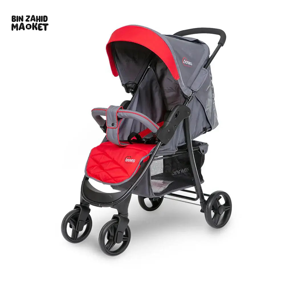 TINNIES BABY STROLLER WITH SAFETY BELT & ADJUSTABLE SEAT - RED