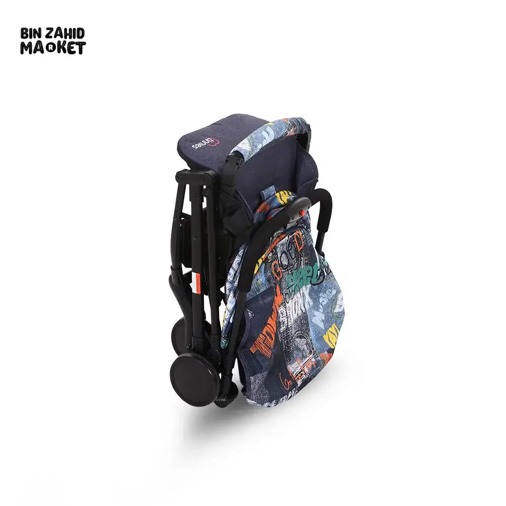TINNIES BABY STROLLER WITH SAFETY BELT & STORAGE BASKET - COW BOY