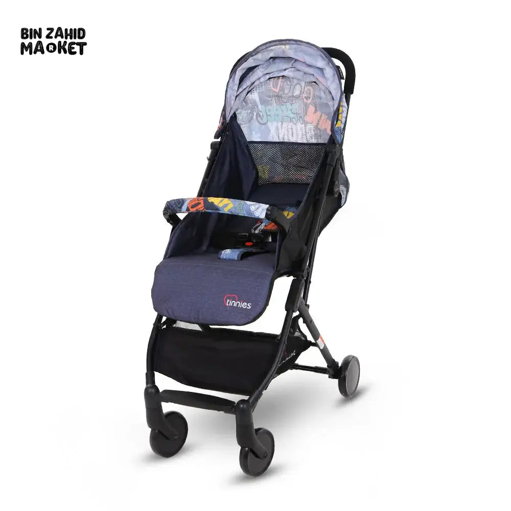 TINNIES BABY STROLLER WITH SAFETY BELT & STORAGE BASKET - COW BOY
