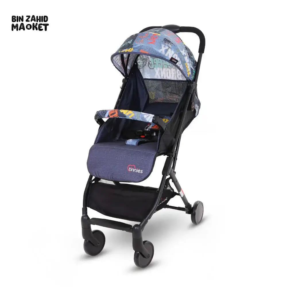 TINNIES BABY STROLLER WITH SAFETY BELT & STORAGE BASKET - COW BOY