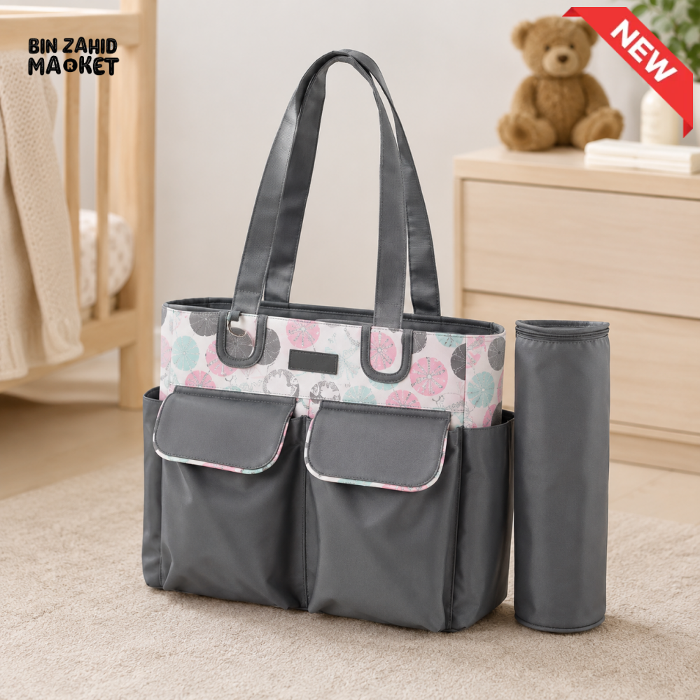 TINNIES COMPACT DIAPER BAG WITH CHANGING PAD – GREY