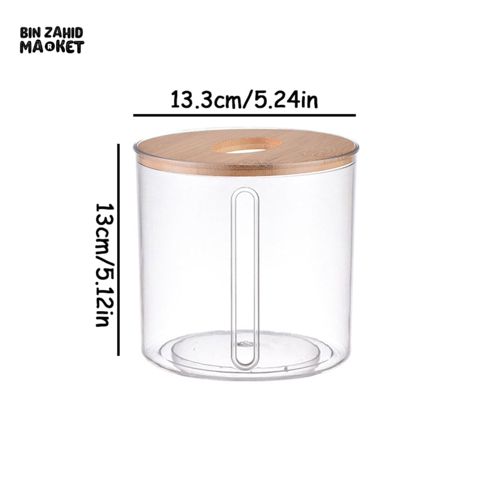 TISSUE STORAGE BOX WITH WOODEN COVER – ROLL PAPER DISPENSER & NAPKIN HOLDER FOR BATHROOM
