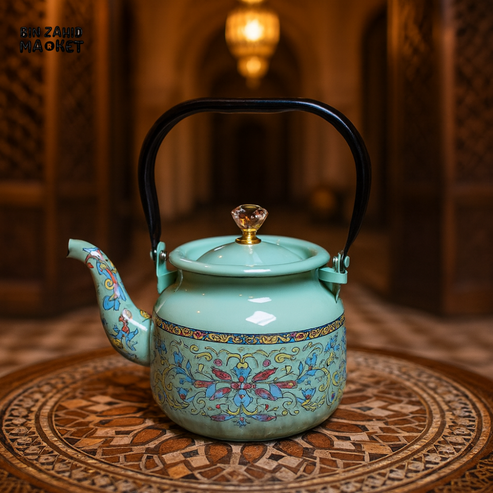 TRADITIONAL PATTERN ENAMEL TEAPOT - LUXURY MINT 1.2 LITRE