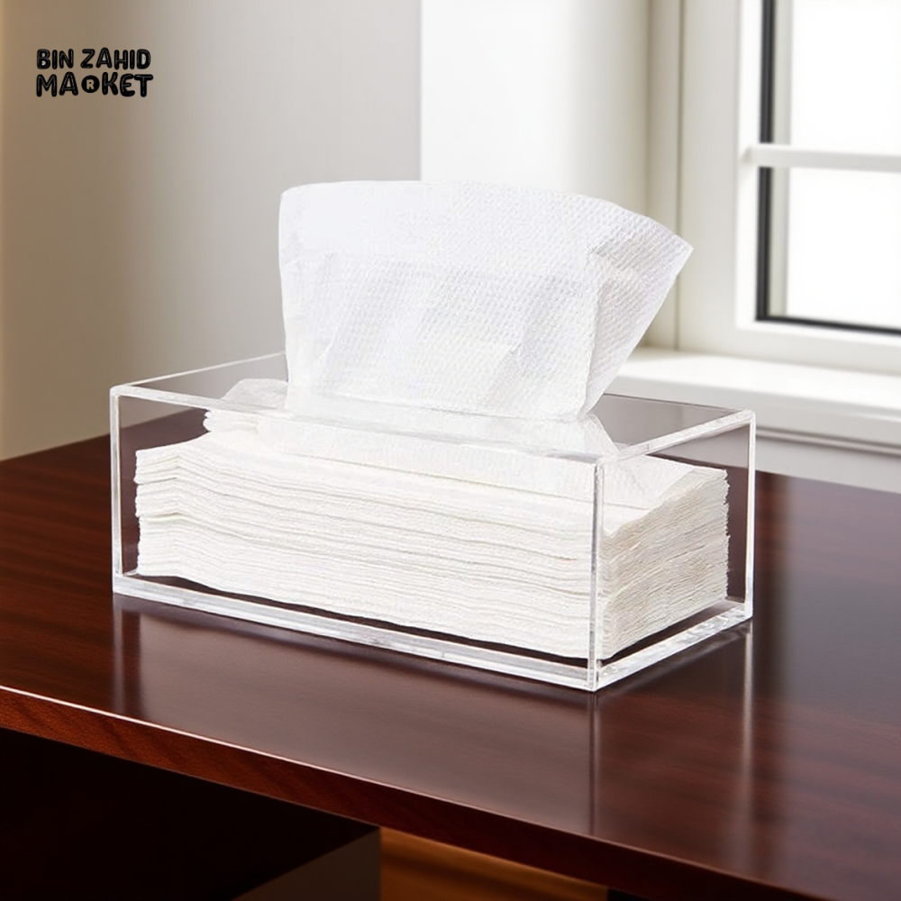 TRANSPARENT ACRYLIC TISSUE BOX – THICKENED PAPER SLEEVE HOLDER WITH REMOVABLE DRAWER DESIGN FOR RESTAURANT HOTEL & HOME