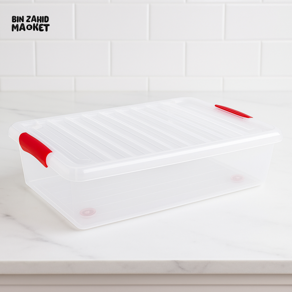 TRANSPARENT AIRTIGHT FOOD CONTAINER WITH LID – DURABLE EASY-CARRY IDEAL FOR MEAL PREP & BULK STORAGE