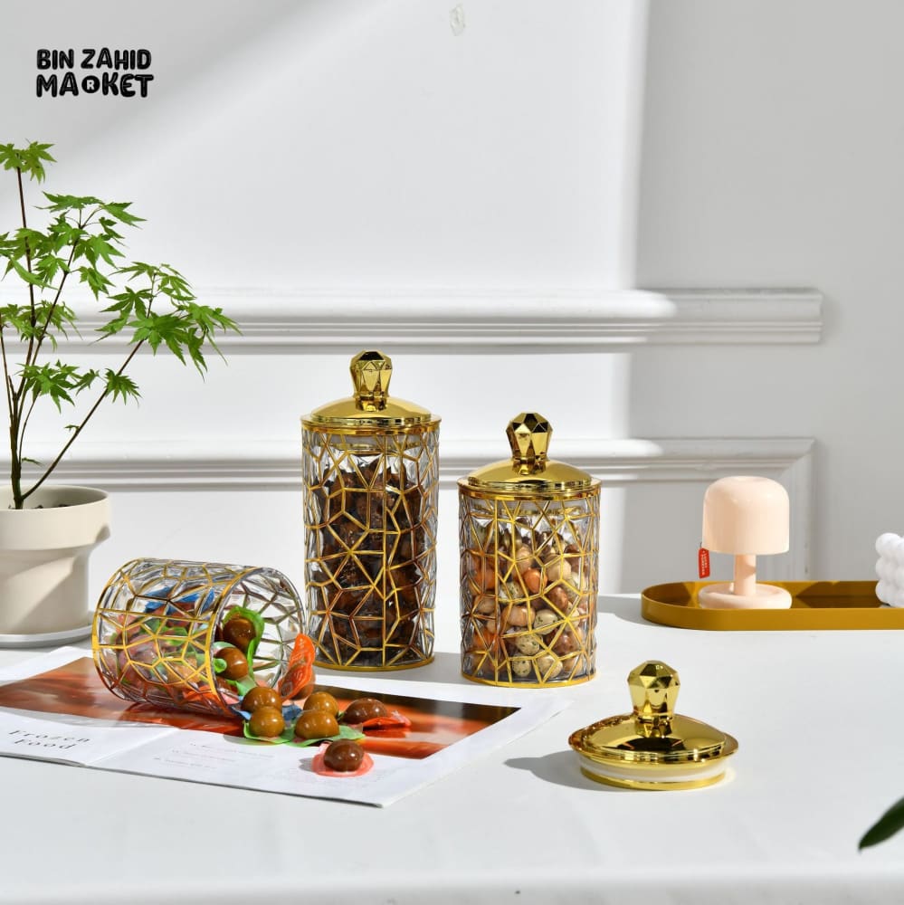 TRANSPARENT FOOD STORAGE POTS 3 PIECE SET MOISTURE-PROOF SEALED PLASTIC JARS WITH LID FOR TEA COFFEE CANDY & SNACKS - BZM-102834