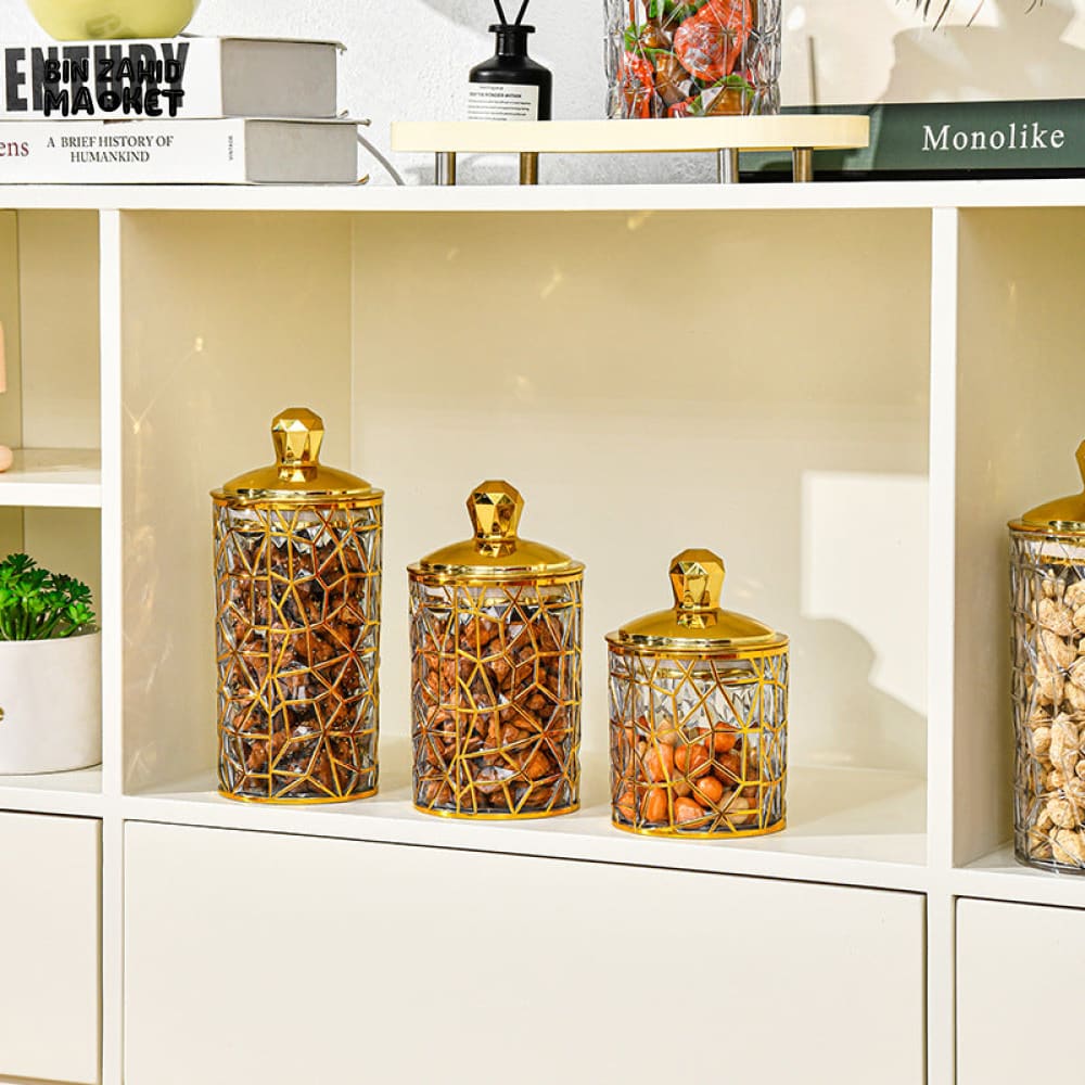 TRANSPARENT FOOD STORAGE POTS 3 PIECE SET MOISTURE-PROOF SEALED PLASTIC JARS WITH LID FOR TEA COFFEE CANDY & SNACKS - BZM-102834