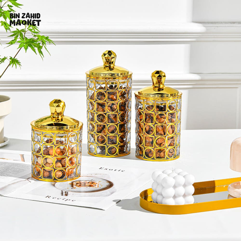 TRANSPARENT FOOD STORAGE POTS 3 PIECE SET MOISTURE-PROOF SEALED PLASTIC JARS WITH LID FOR TEA COFFEE CANDY & SNACKS - BZM-102835