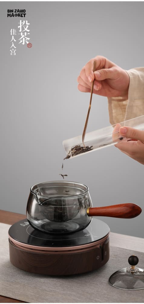 TRANSPARENT GLASS TEAPOT – SIDE-HANDLE BREWER WITH ROTATING FILTER TEAWARE SET