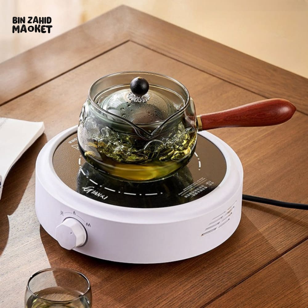 TRANSPARENT GLASS TEAPOT – SIDE-HANDLE BREWER WITH ROTATING FILTER TEAWARE SET