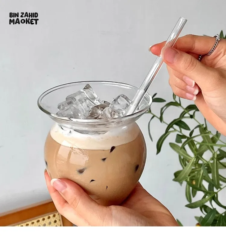 TRANSPARENT PERSONALIZED GLASS MILK TEA CUP HEAT-RESISTANT JAR FOR PEARL TEA ICE CREAM LEMON TEA & PARTY SUPPLIES