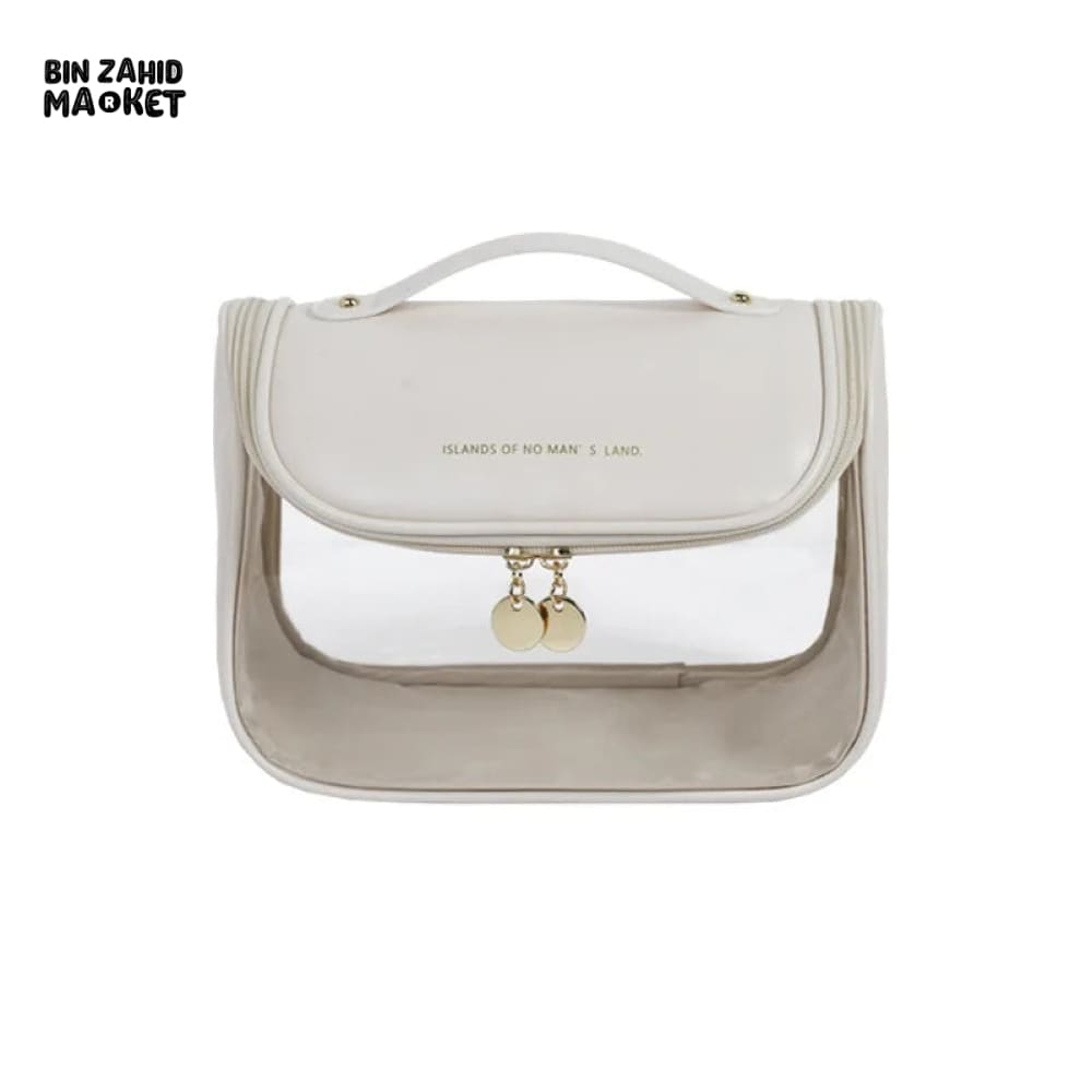 TRANSPARENT PORTABLE MAKEUP BAG – LARGE CAPACITY PU TRAVEL BAG