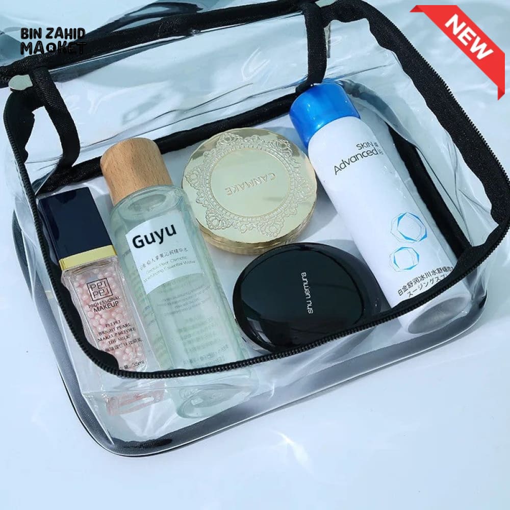TRANSPARENT PVC WATERPROOF MAKEUP BAG – LARGE CAPACITY TRAVEL TOILETRY & MULTIFUNCTION STORAGE BAG