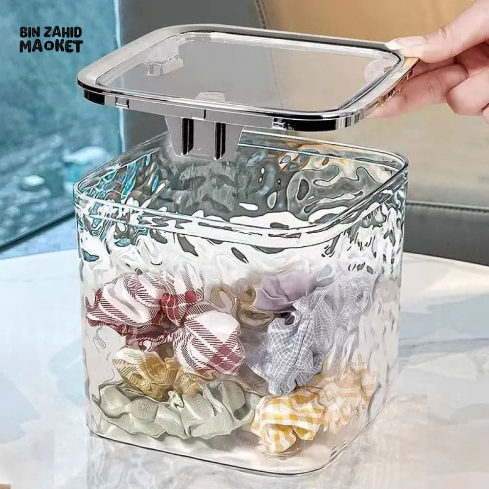 TRANSPARENT STORAGE BOX – ACRYLIC CONTAINER WITH LID DESK ORGANIZER