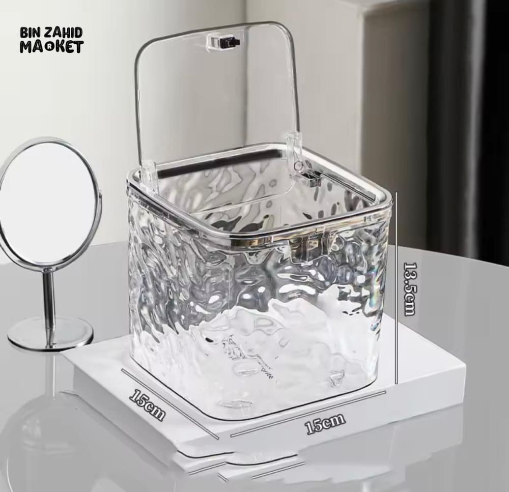 TRANSPARENT STORAGE BOX – ACRYLIC CONTAINER WITH LID DESK ORGANIZER LARGE