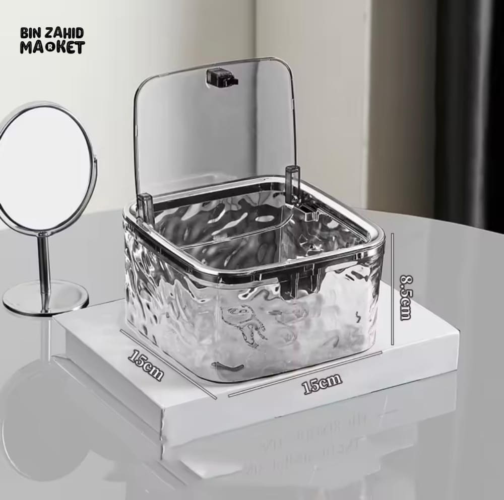 TRANSPARENT STORAGE BOX – ACRYLIC CONTAINER WITH LID DESK ORGANIZER SMALL