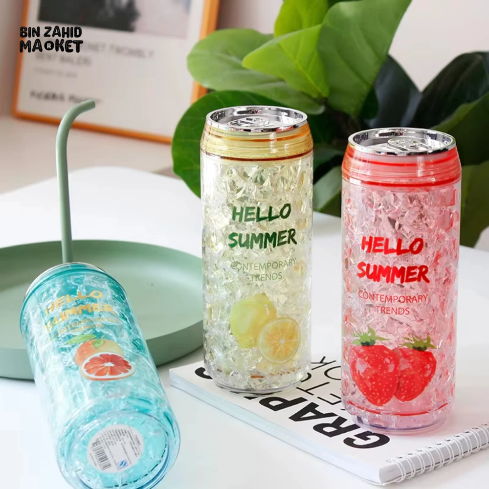 TRENDY CAN-SHAPED ICE CUP – KAWAII SUMMER WATER BOTTLE WITH LID LEAK-PROOF PERFECT FOR OUTDOOR SPORTS