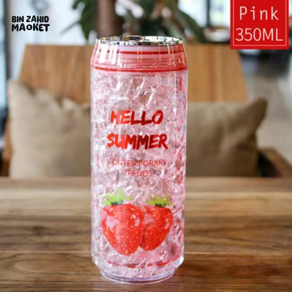 TRENDY CAN-SHAPED ICE CUP – KAWAII SUMMER WATER BOTTLE WITH LID LEAK-PROOF PERFECT FOR OUTDOOR SPORTS