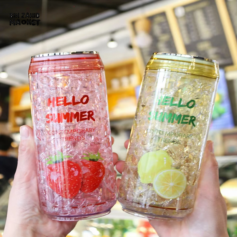 TRENDY CAN-SHAPED ICE CUP – KAWAII SUMMER WATER BOTTLE WITH LID LEAK-PROOF PERFECT FOR OUTDOOR SPORTS
