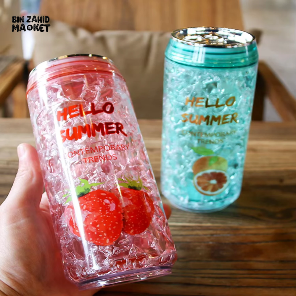 TRENDY CAN-SHAPED ICE CUP – KAWAII SUMMER WATER BOTTLE WITH LID LEAK-PROOF PERFECT FOR OUTDOOR SPORTS