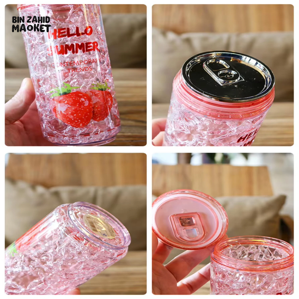 TRENDY CAN-SHAPED ICE CUP – KAWAII SUMMER WATER BOTTLE WITH LID LEAK-PROOF PERFECT FOR OUTDOOR SPORTS