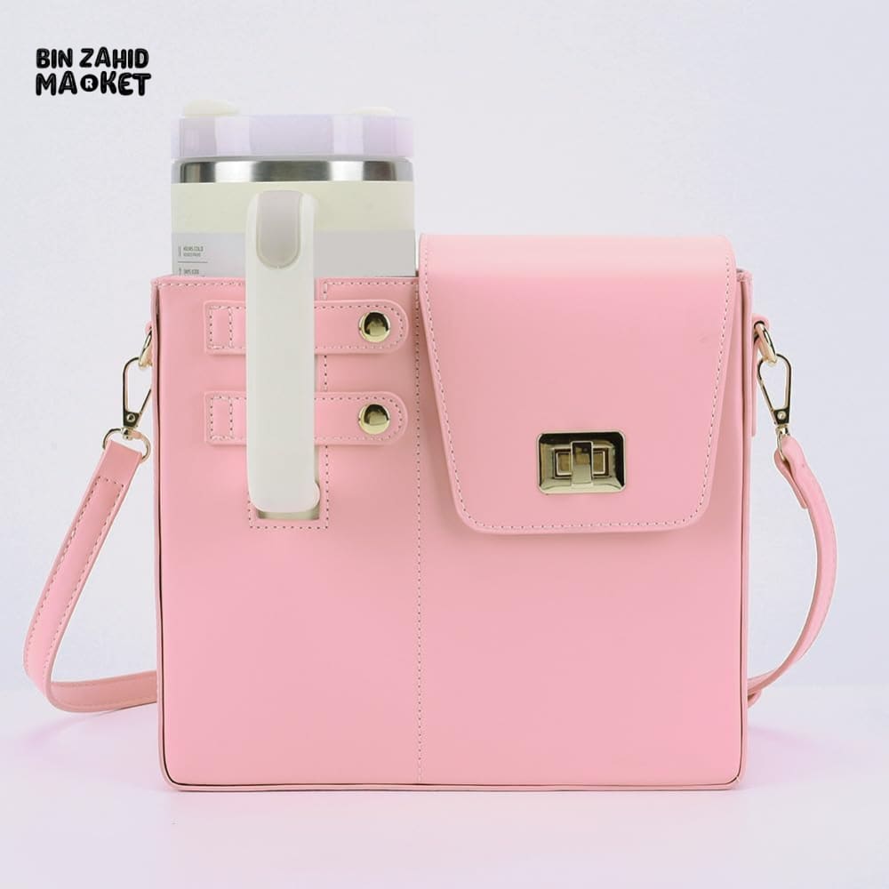 TUMBLERS CROSSBODY BAG – STYLISH PORTABLE ADJUSTABLE STRAP - PINK