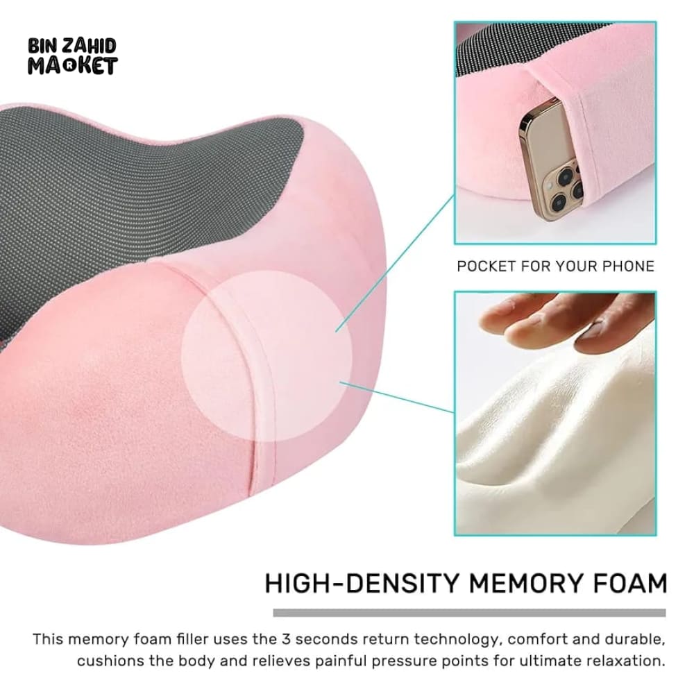 U-SHAPED MEMORY FOAM NECK PILLOW FOR TRAVEL – SOFT CERVICAL SUPPORT FOR AIRPLANE & CAR