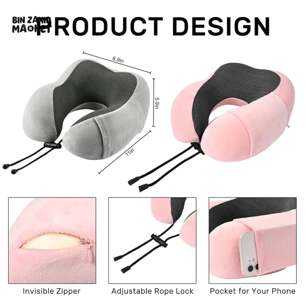 U-SHAPED MEMORY FOAM NECK PILLOW FOR TRAVEL – SOFT CERVICAL SUPPORT FOR AIRPLANE & CAR