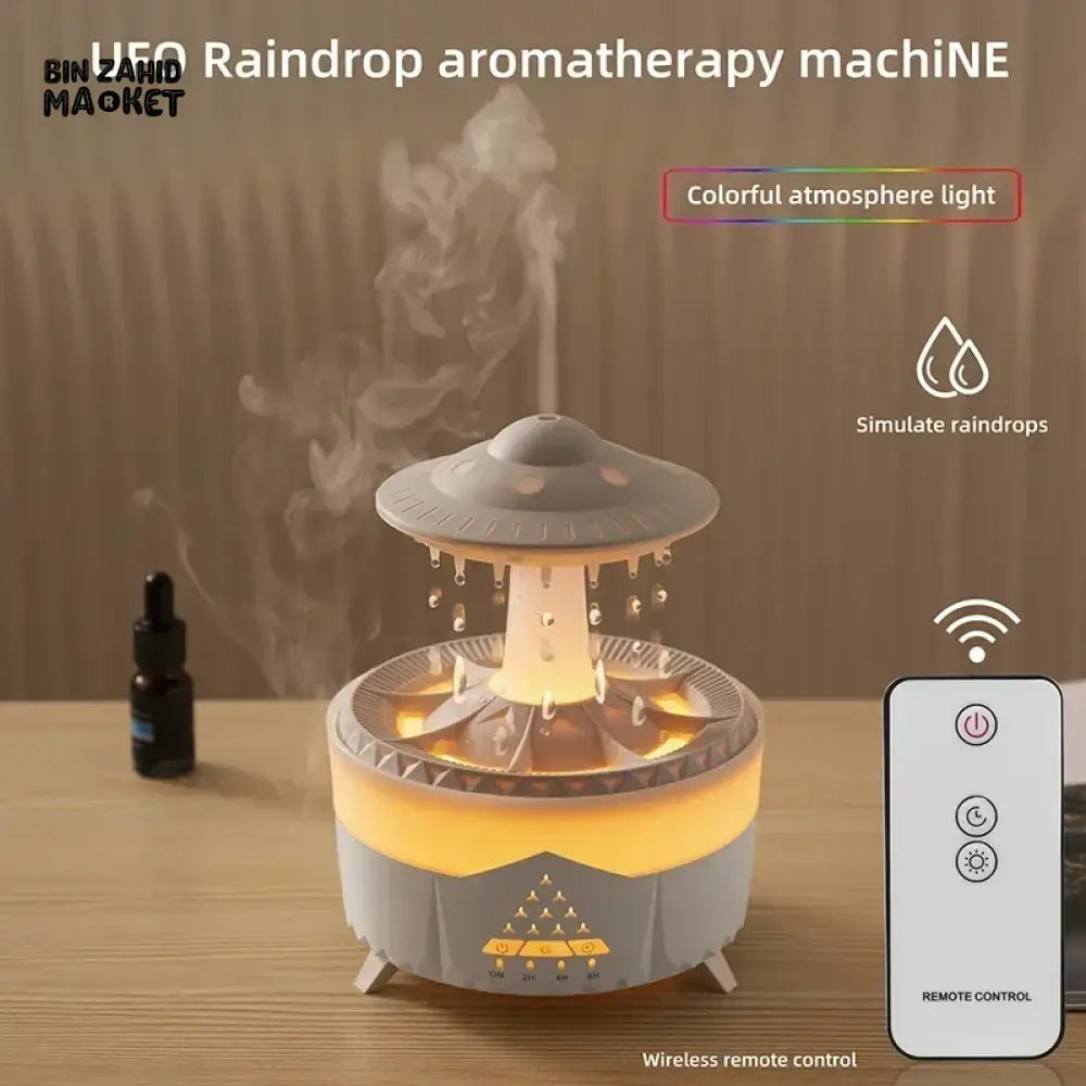 UFO RAINDROP NIGHT LIGHT HUMIDIFIER 7 COLOR LED ESSENTIAL OIL DIFFUSER