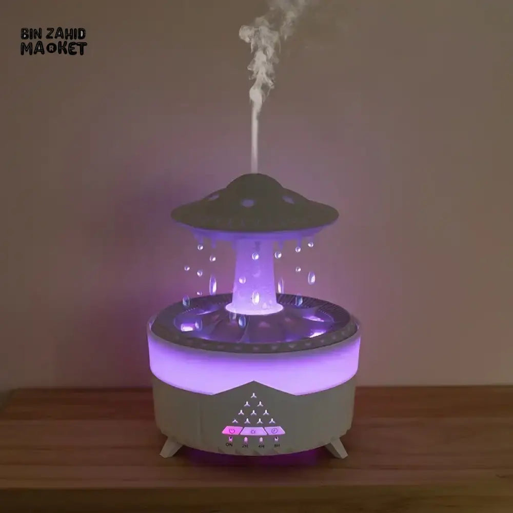UFO RAINDROP NIGHT LIGHT HUMIDIFIER 7 COLOR LED ESSENTIAL OIL DIFFUSER