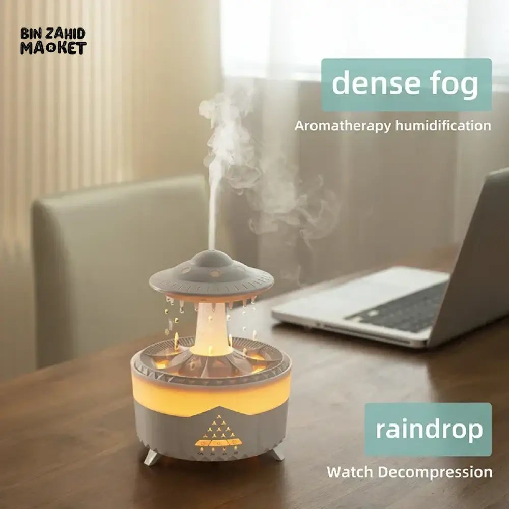 UFO RAINDROP NIGHT LIGHT HUMIDIFIER 7 COLOR LED ESSENTIAL OIL DIFFUSER