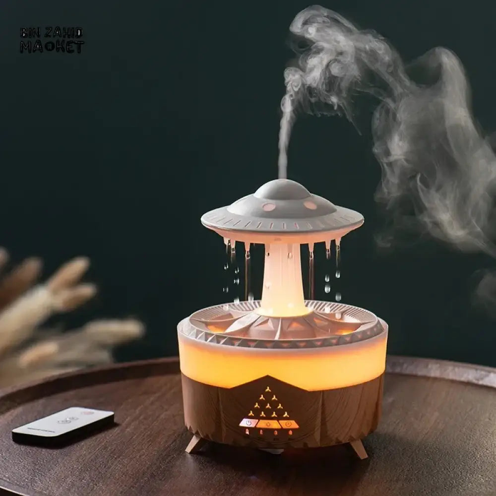 UFO RAINDROP NIGHT LIGHT HUMIDIFIER 7 COLOR LED ESSENTIAL OIL DIFFUSER