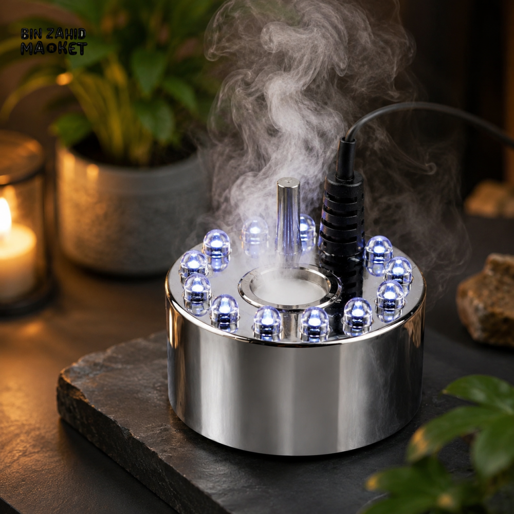 ZIBA Ultrasonic Mist Maker | 12 LED Fog Machine for Fountain & Humidifier