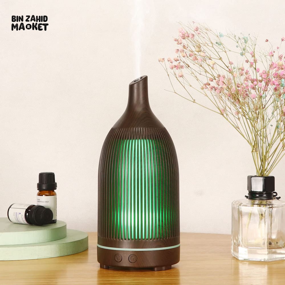 ULTRASONIC WOOD GRAIN AROMA DIFFUSER – COOL MIST ESSENTIAL OIL HUMIDIFIER FOR RELAXING HOME ATMOSPHERE