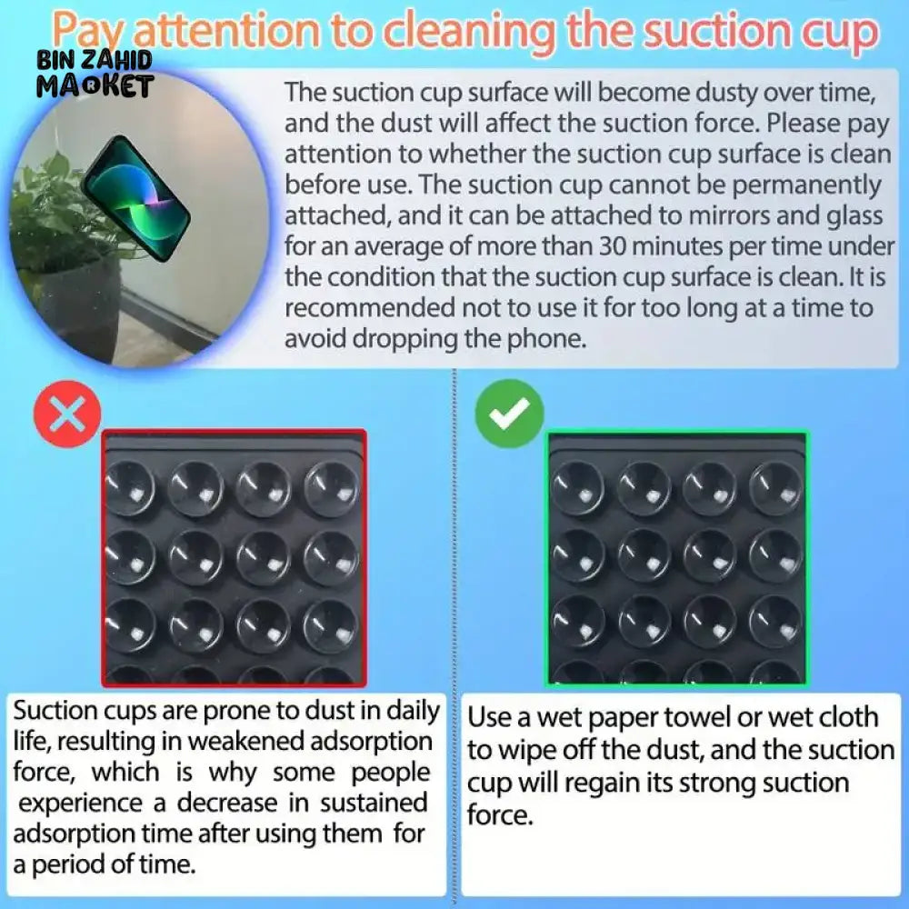 UNIVERSAL SUCTION PHONE MAT — STRONG GRIP WALL STAND WITH BACK STICKER