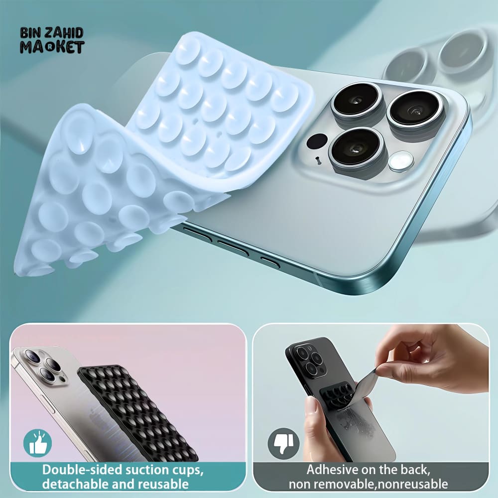 UNIVERSAL SUCTION PHONE MAT — STRONG GRIP WALL STAND WITH BACK STICKER