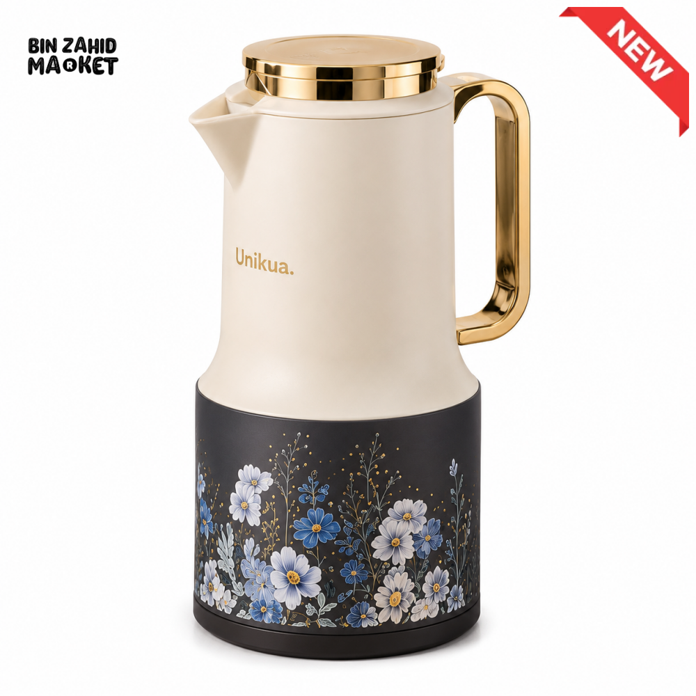 VACUUM INSULATED HOT & COLD FLORAL THERMAL JUG 1.0 LITER 1-PIECE - GRAY
