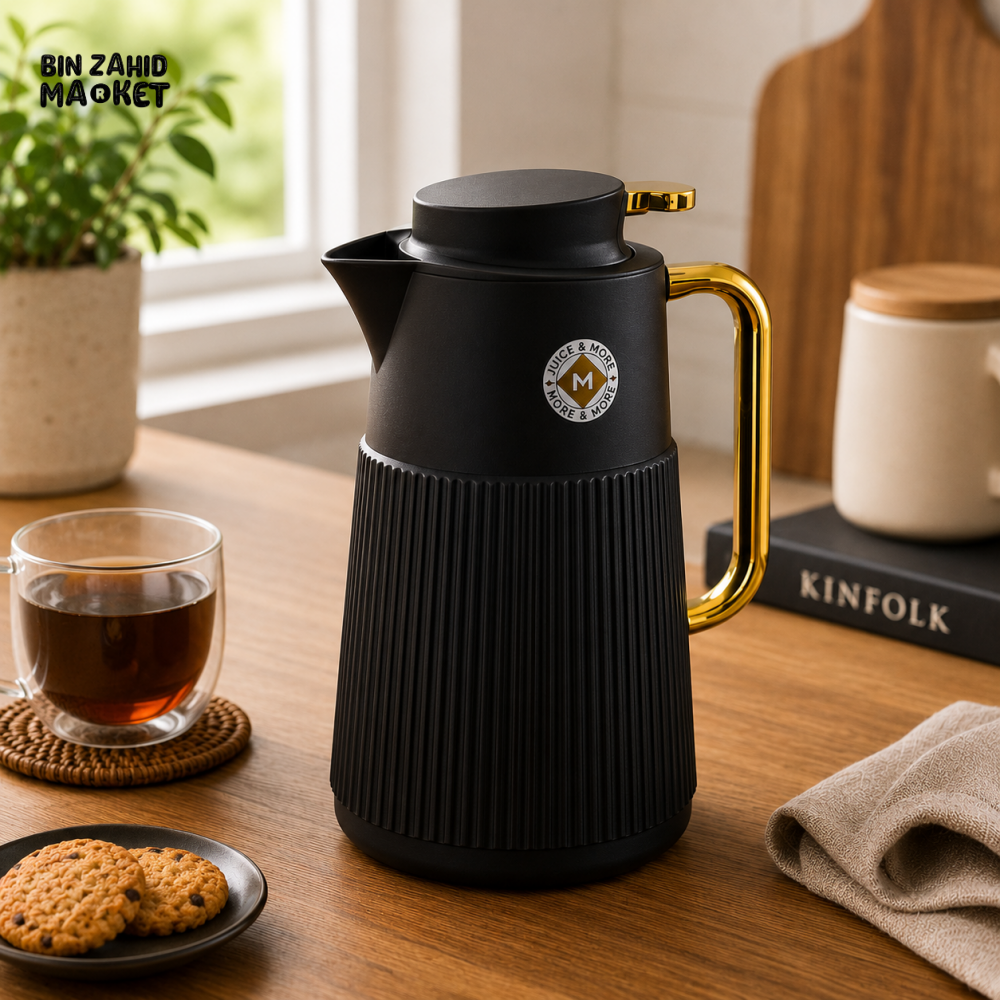 VACUUM INSULATED HOT & COLD THERMAL JUG – BLACK 1.0 LITER 1-PIECE - BLACK