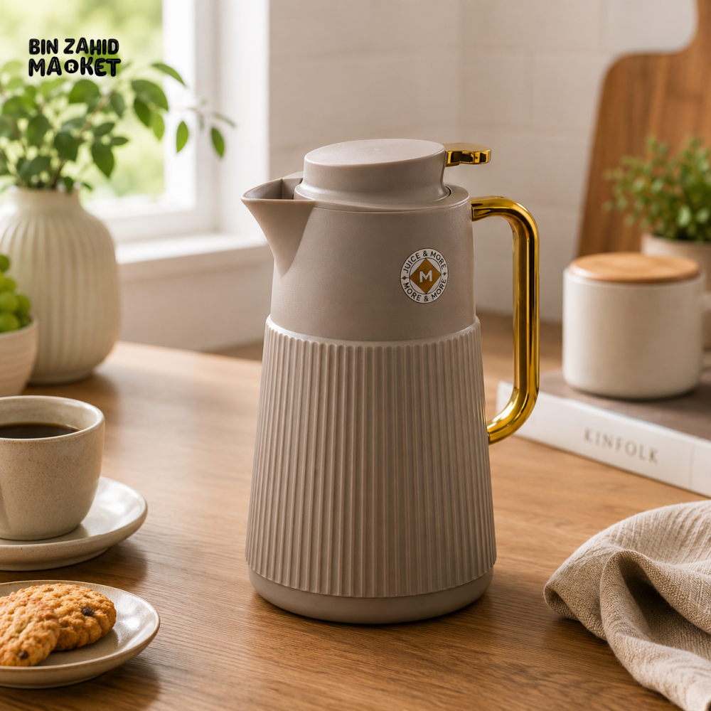 VACUUM INSULATED HOT & COLD THERMAL JUG – BLACK 1.0 LITER 1-PIECE - LIGHT GRAY